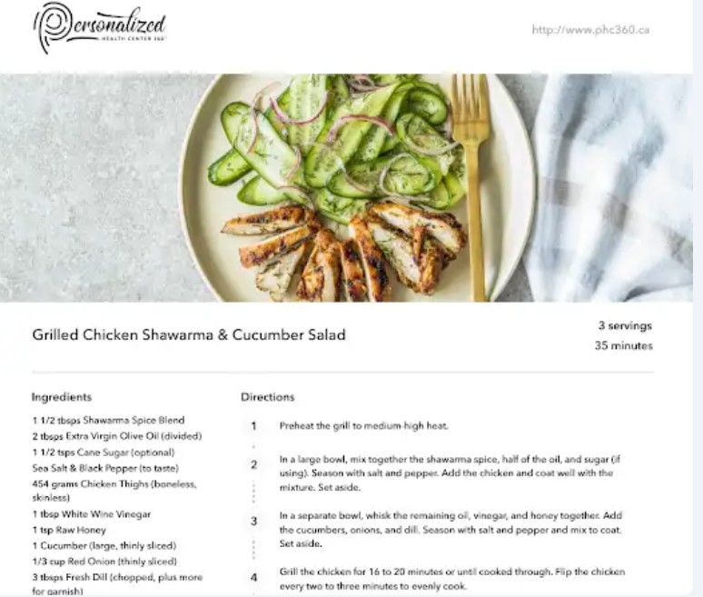 Grilled Chicken Shawarma & Cucumber Salad Recipe