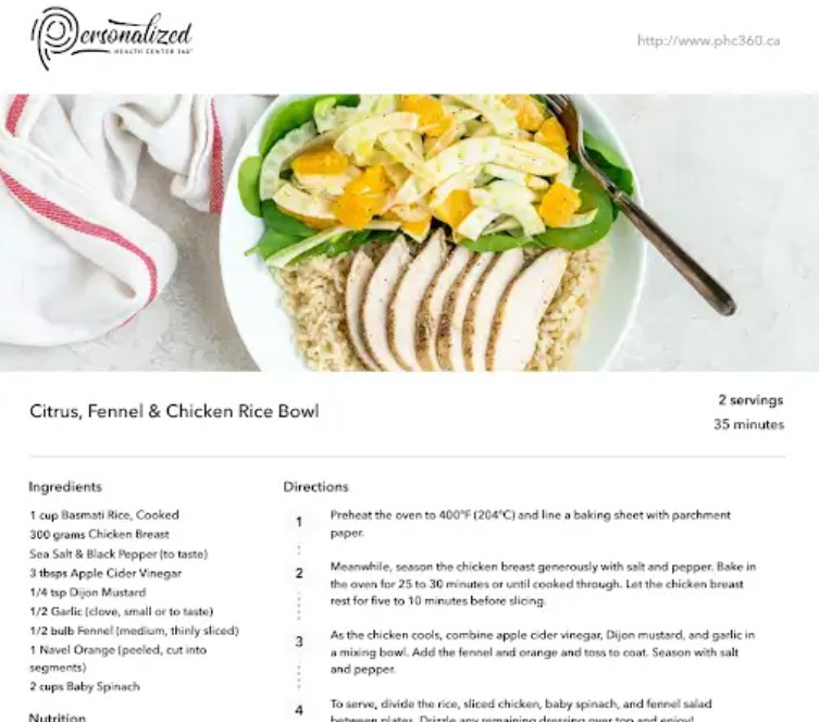 Citrus, Fennel & Chicken Rice Bowl
